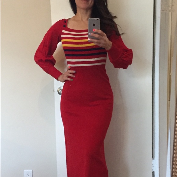 Gorgeous Italian-made, vintage/unique, femme and form-fitting red dress - Picture 2 of 12